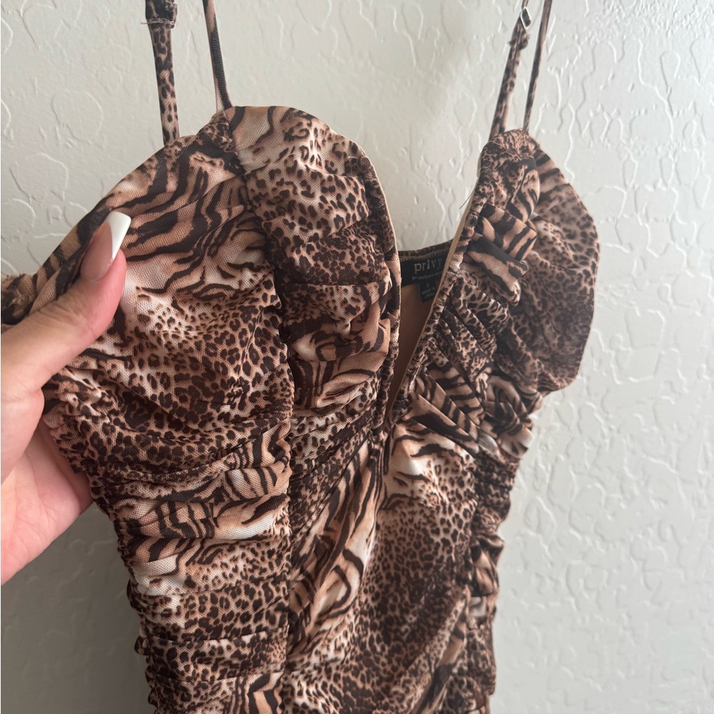 Pixie Leopard Print Ruched Dress - image 2